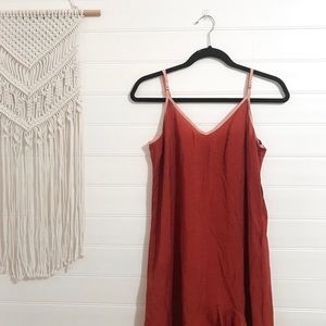 Anthropologie Rust Asymmetrical Ruffle Dress
